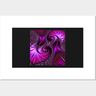 Shocking pink fractal Posters and Art